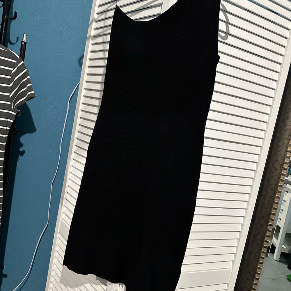 House of Harlow 1960 Black One Shoulder Ribbed Dress